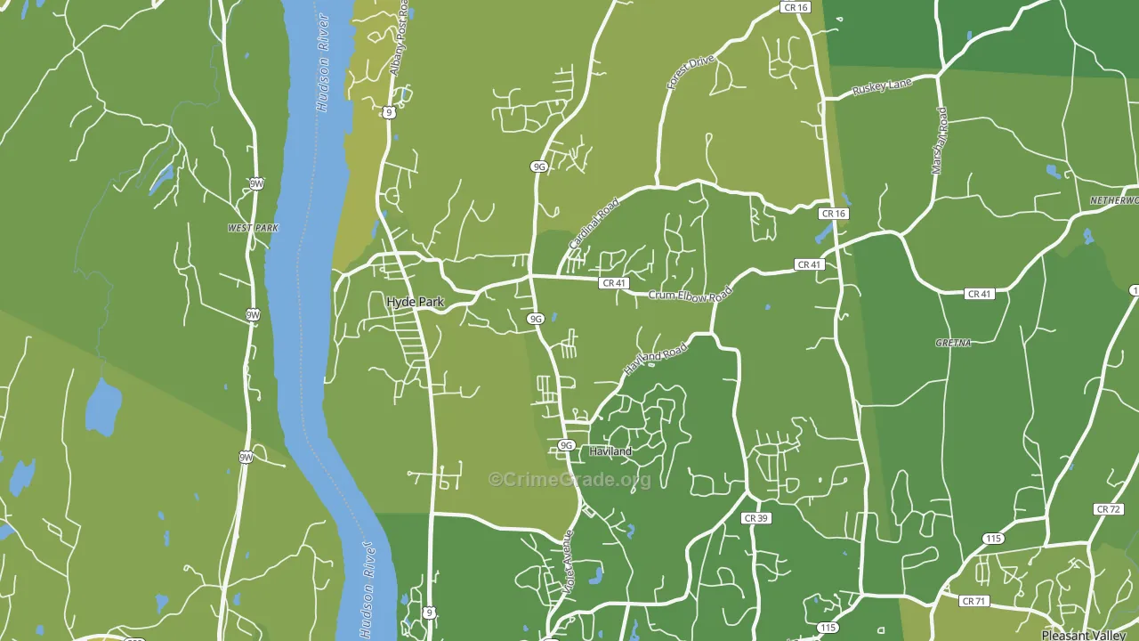 Hyde Park, NY Map of Vehicle Theft Rates