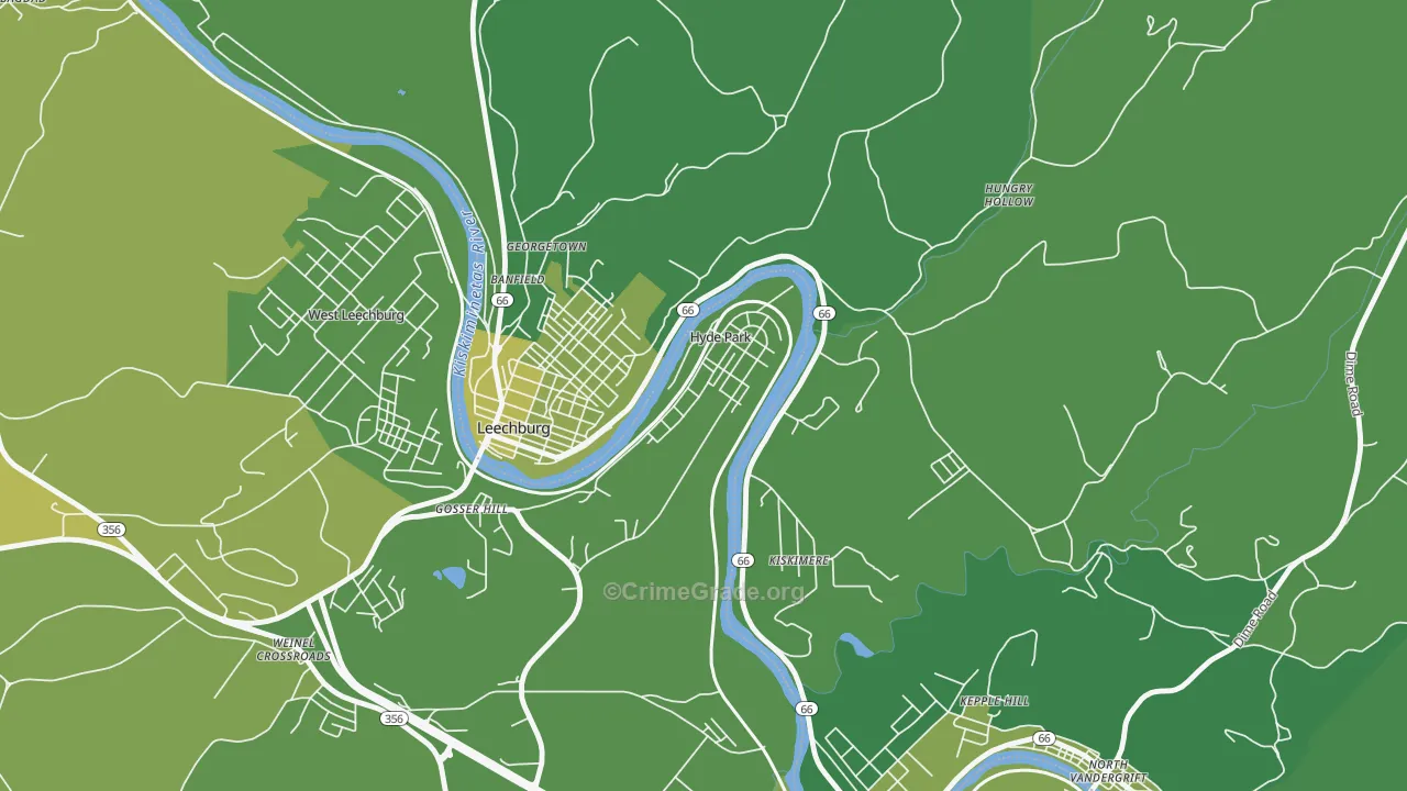 Hyde Park, PA Map of Vehicle Theft Rates