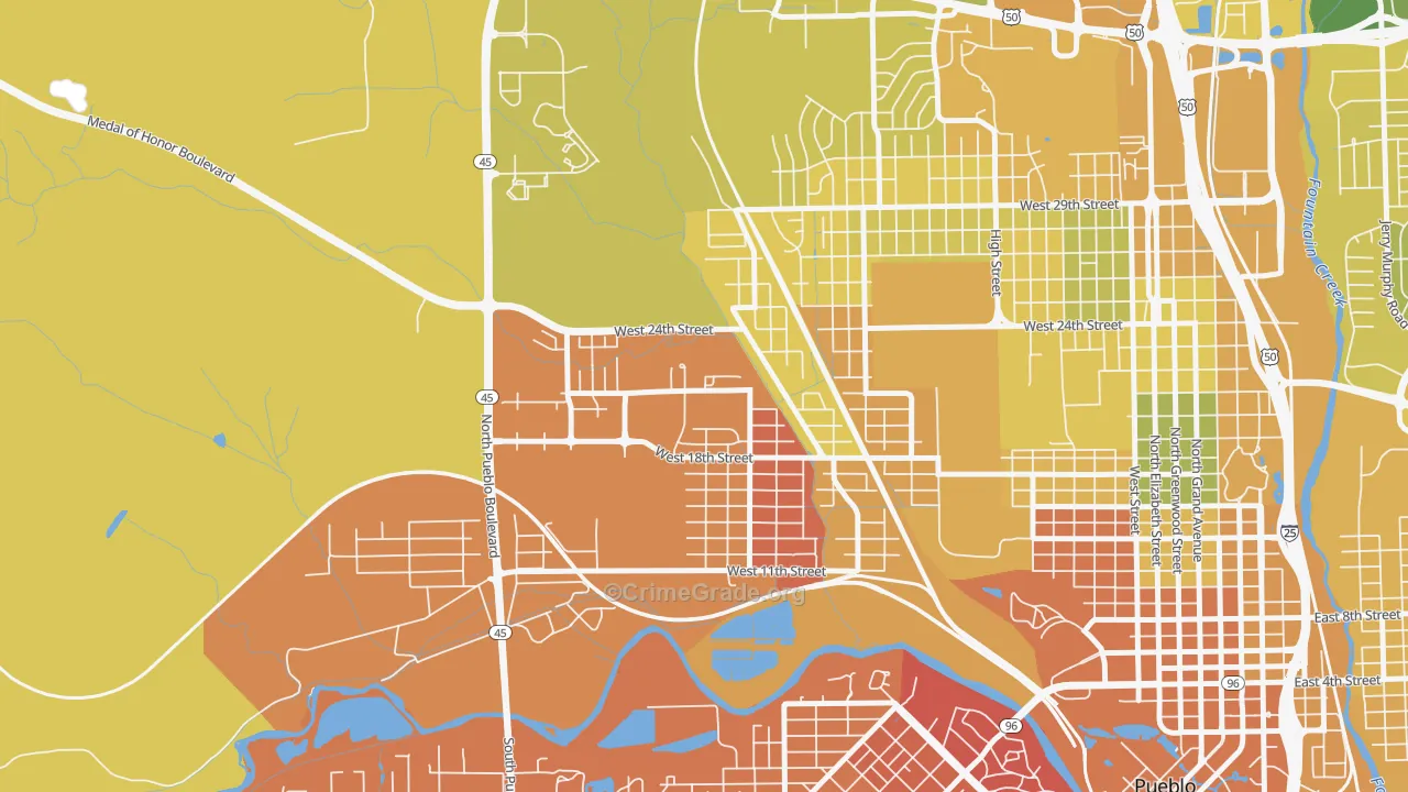 Hyde Park, Pueblo, CO Map of Vehicle Theft Rates