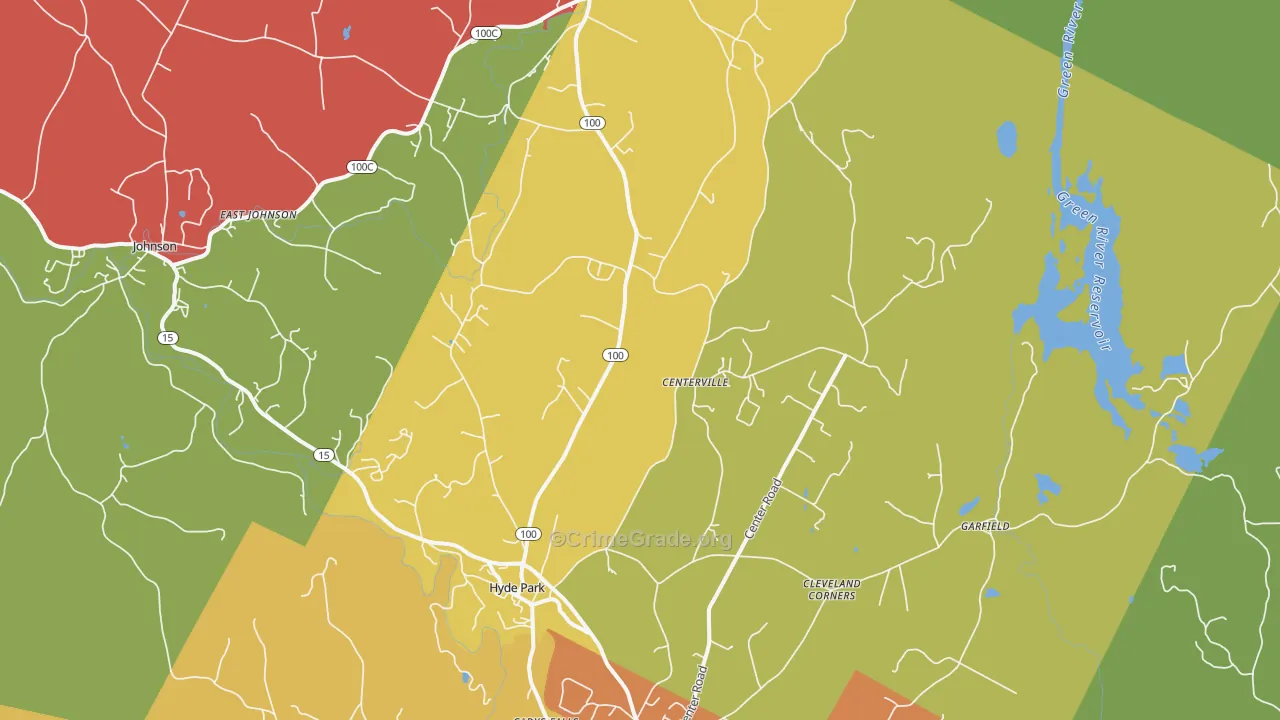 Hyde Park, VT Map of Vehicle Theft Rates