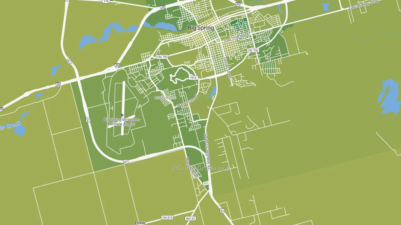 Hyman, TX Map of Vehicle Theft Rates