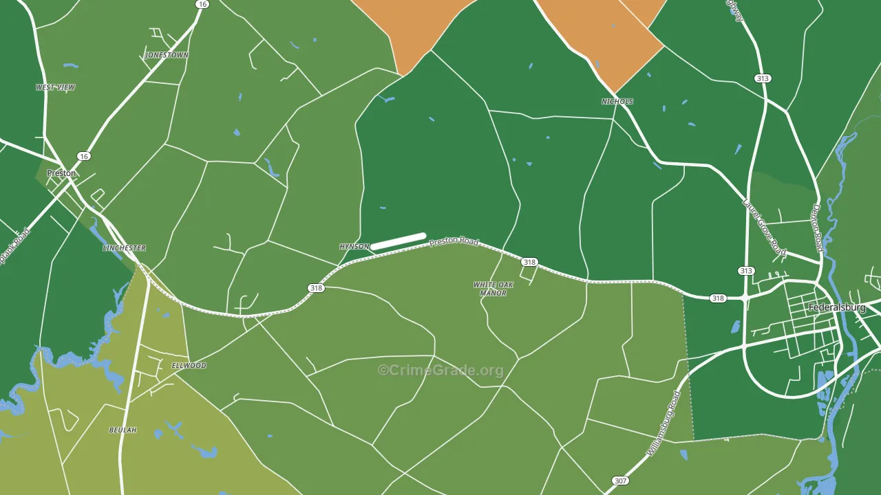 Hynson, MD Map of Vehicle Theft Rates