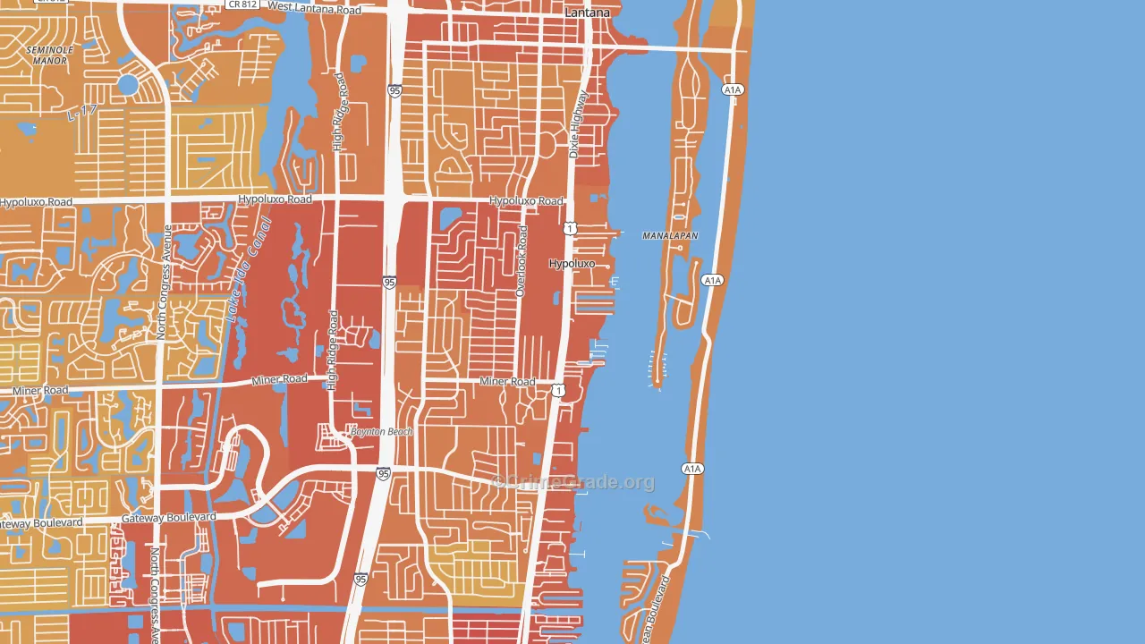 Hypoluxo, FL Map of Vehicle Theft Rates