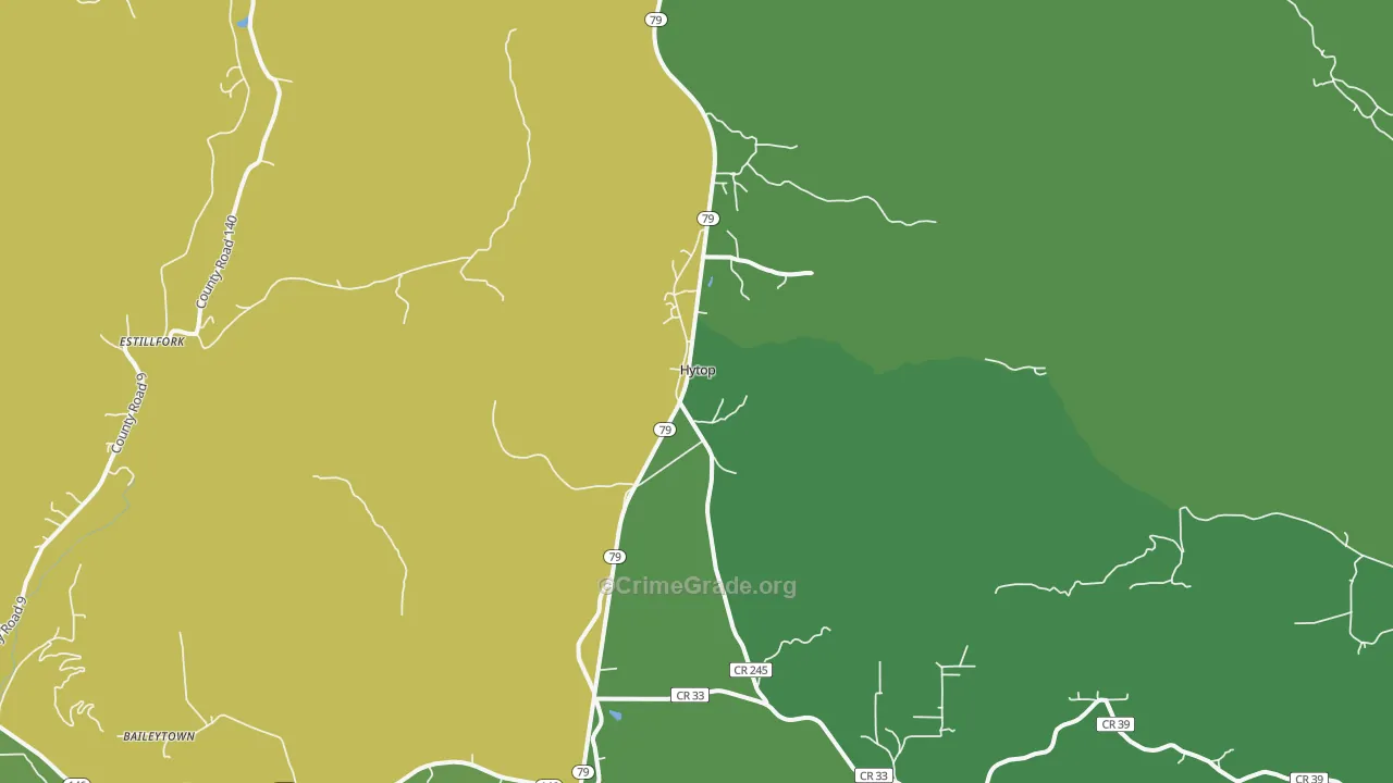 Hytop, AL Map of Vehicle Theft Rates