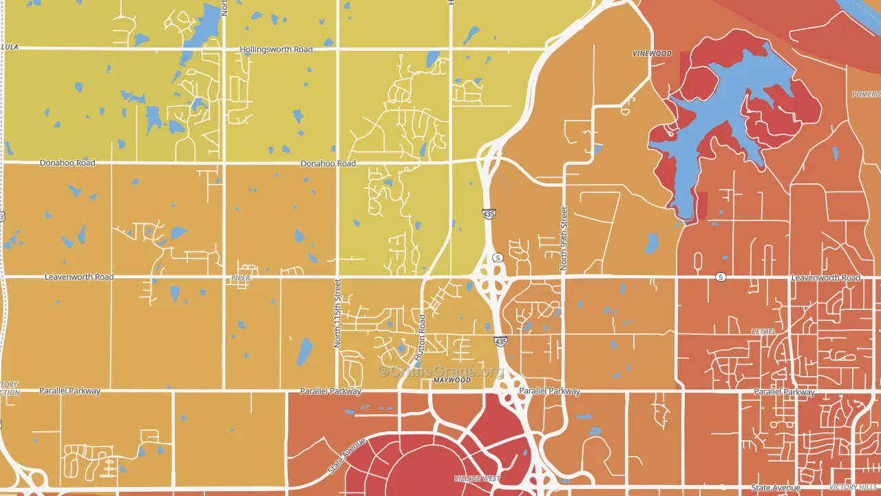 I-435 West KC-KS, Kansas City, KS Map of Vehicle Theft Rates