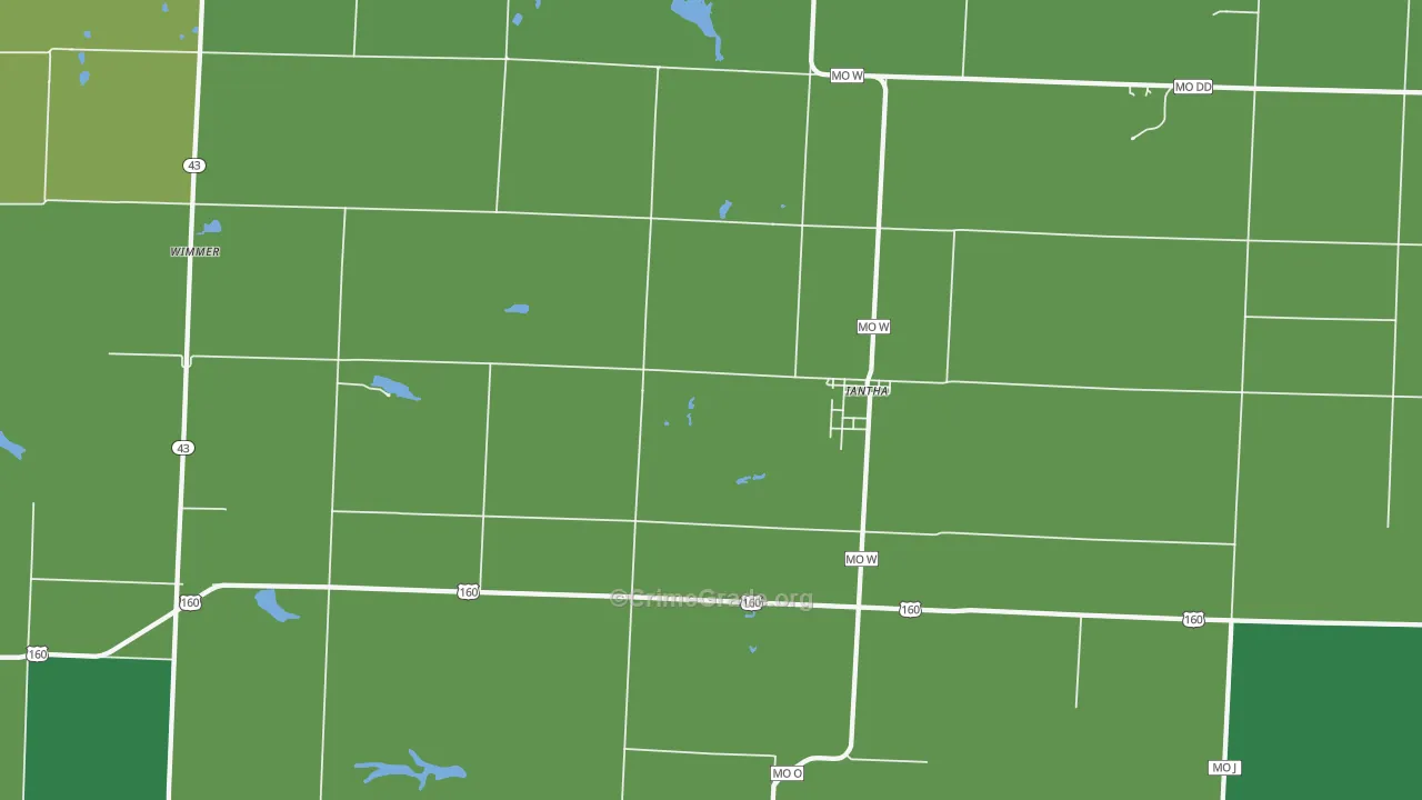 Iantha, MO Map of Vehicle Theft Rates
