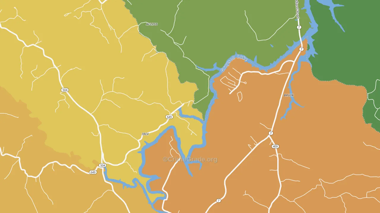 Ibex, KY Map of Vehicle Theft Rates