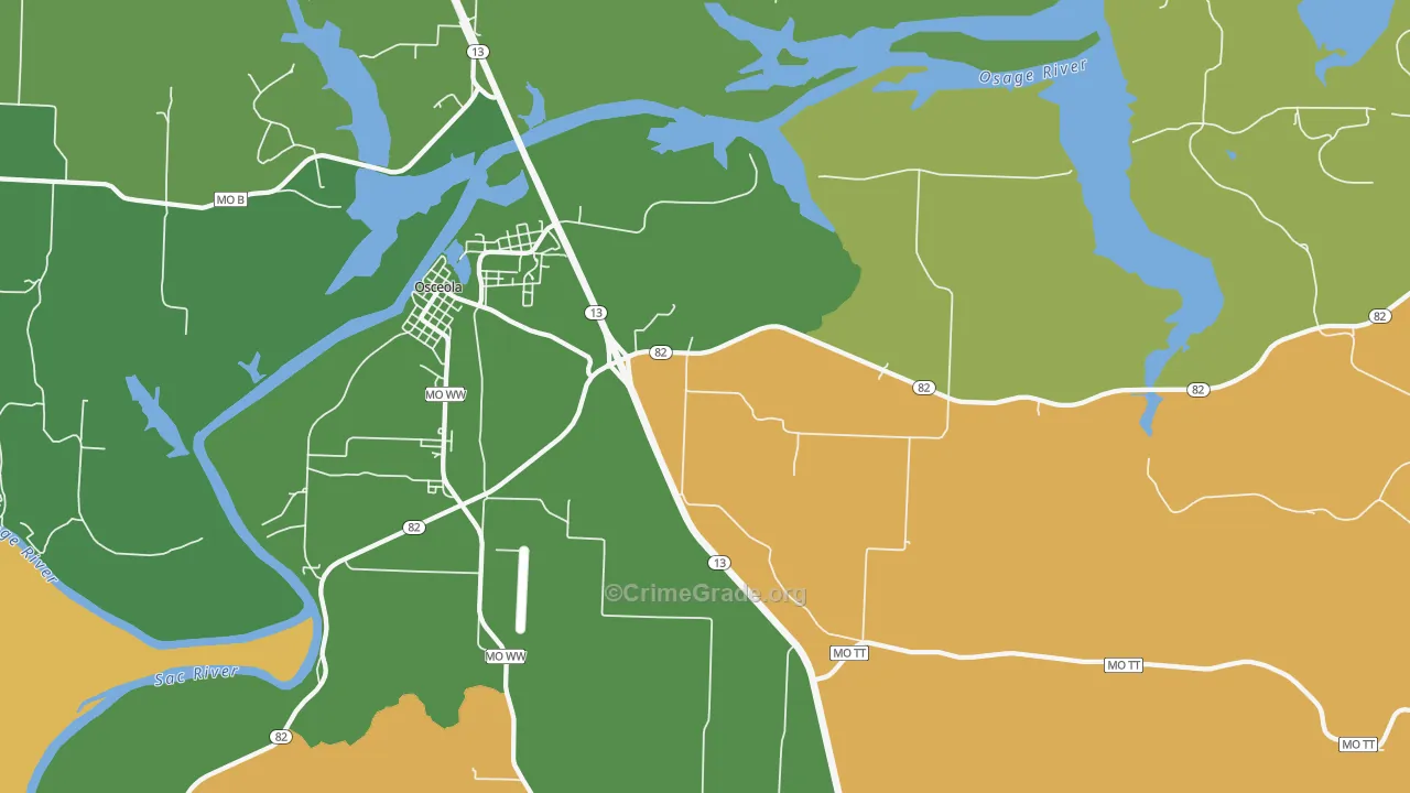 Iconium, MO Map of Vehicle Theft Rates