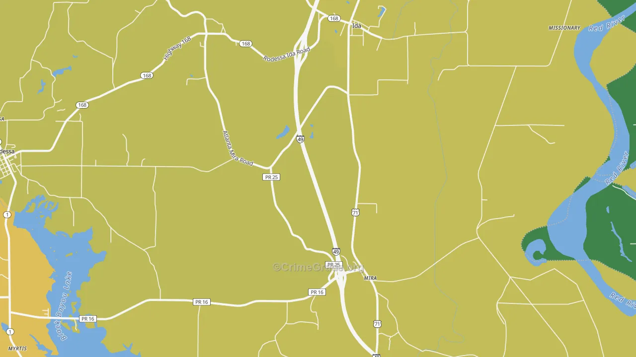 Ida, LA Map of Vehicle Theft Rates