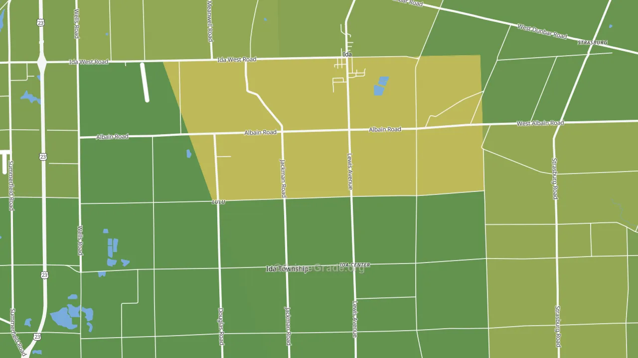 Ida, MI Map of Vehicle Theft Rates