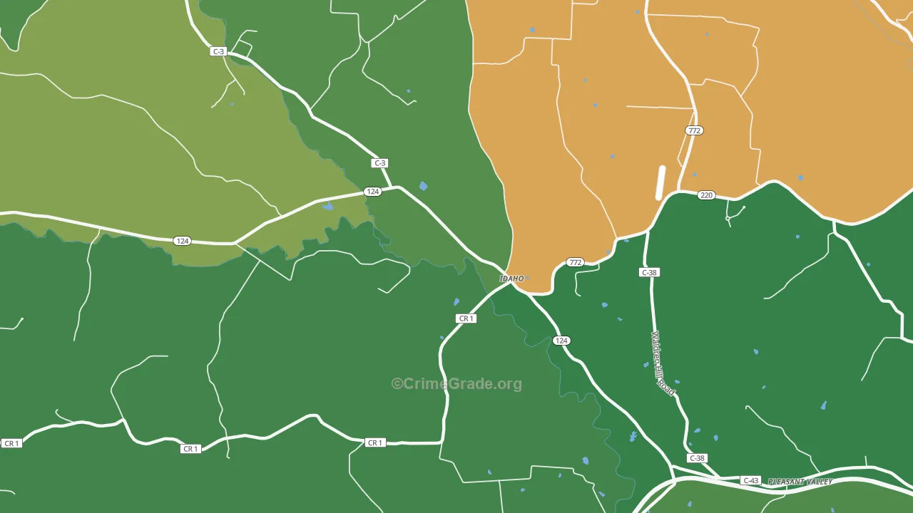 Idaho, OH Map of Vehicle Theft Rates