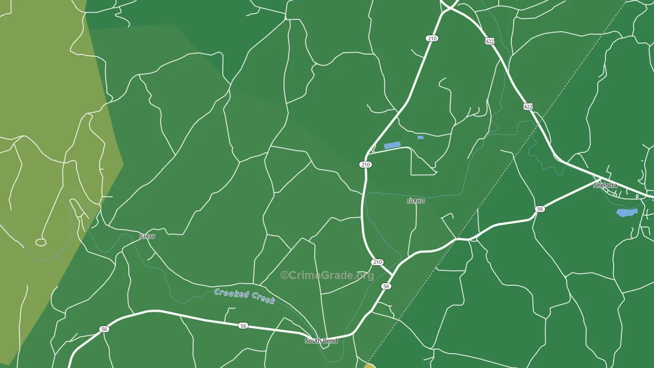 Idaho, PA Map of Vehicle Theft Rates