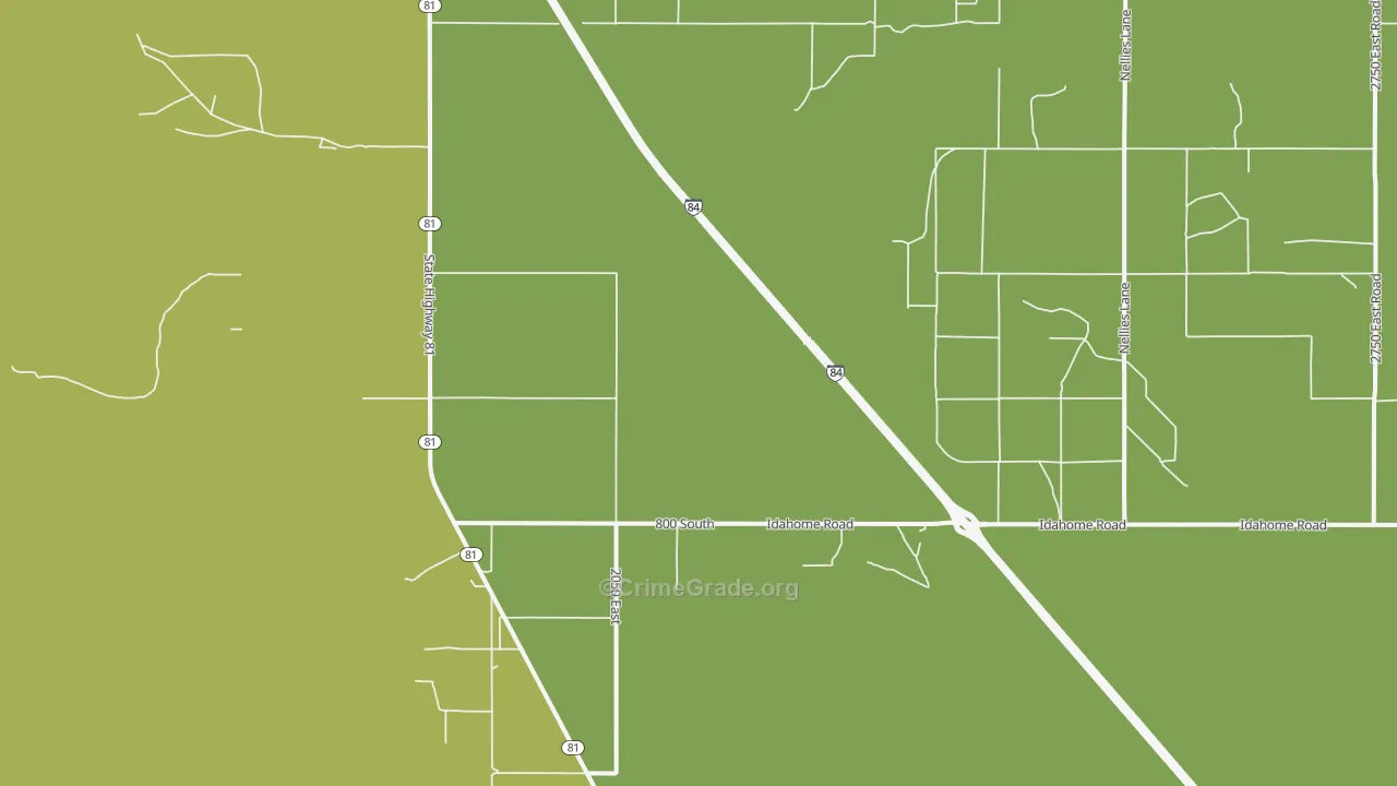 Idahome, ID Map of Vehicle Theft Rates