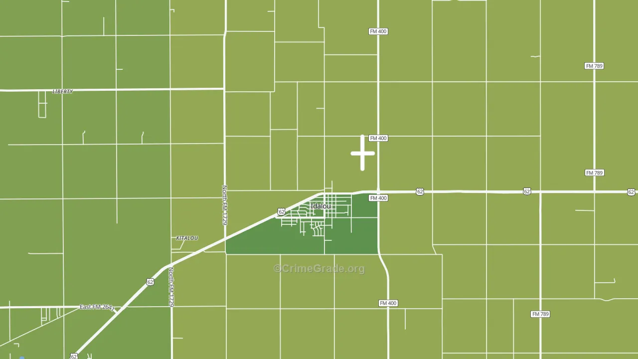 Idalou, TX Map of Vehicle Theft Rates