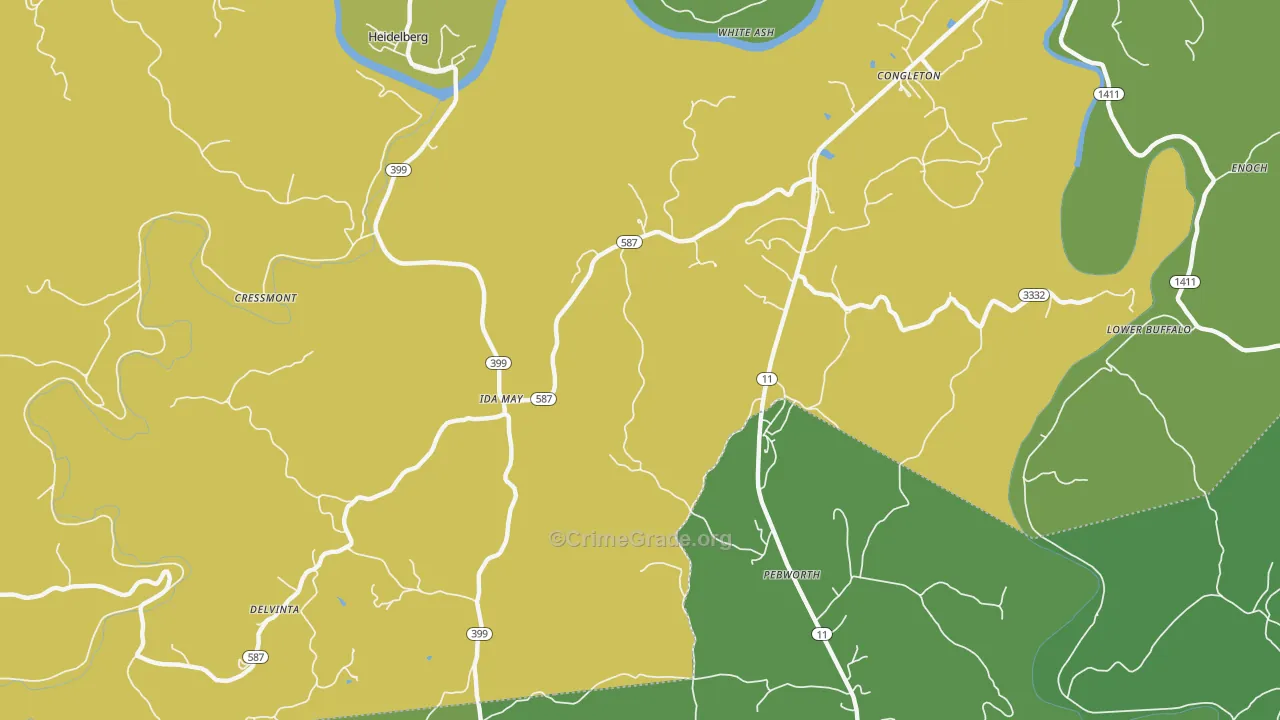 Idamay, KY Map of Vehicle Theft Rates