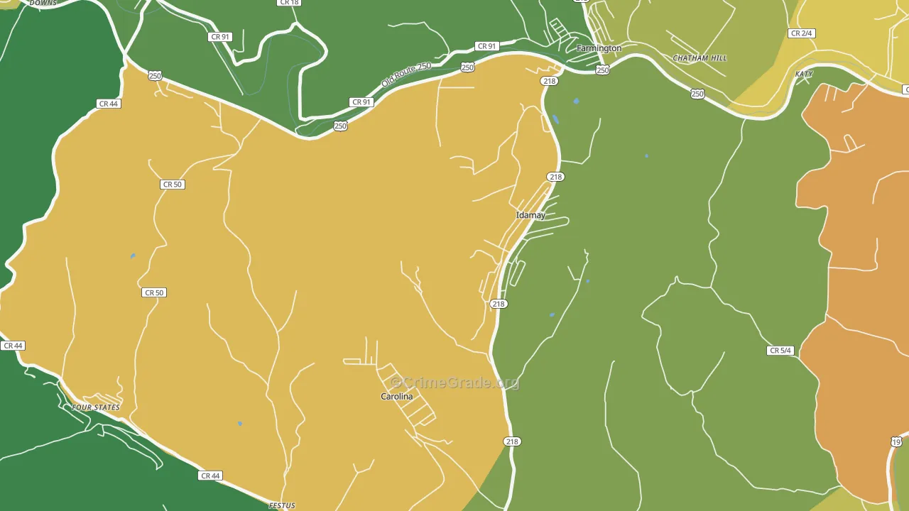 Idamay, WV Map of Vehicle Theft Rates