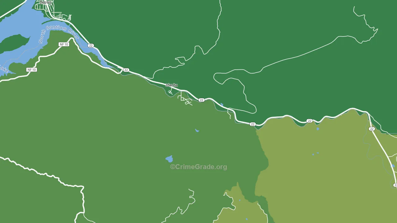 Idanha, OR Map of Vehicle Theft Rates