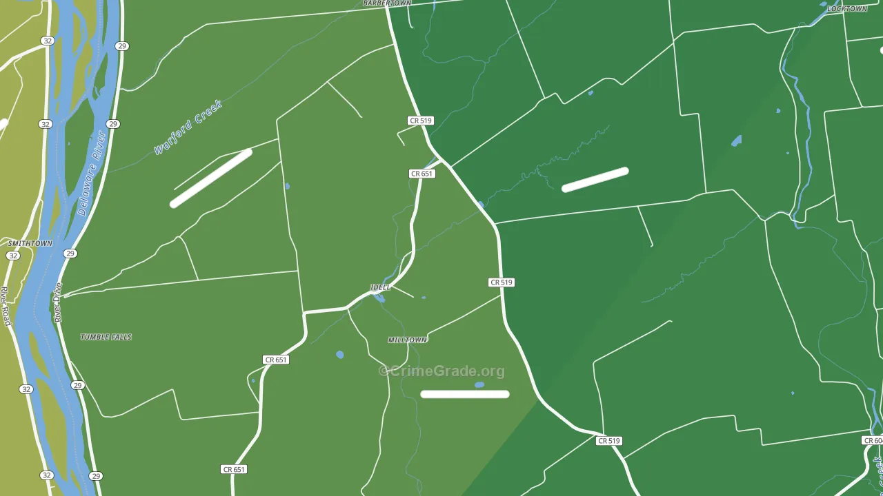 Idell, NJ Map of Vehicle Theft Rates