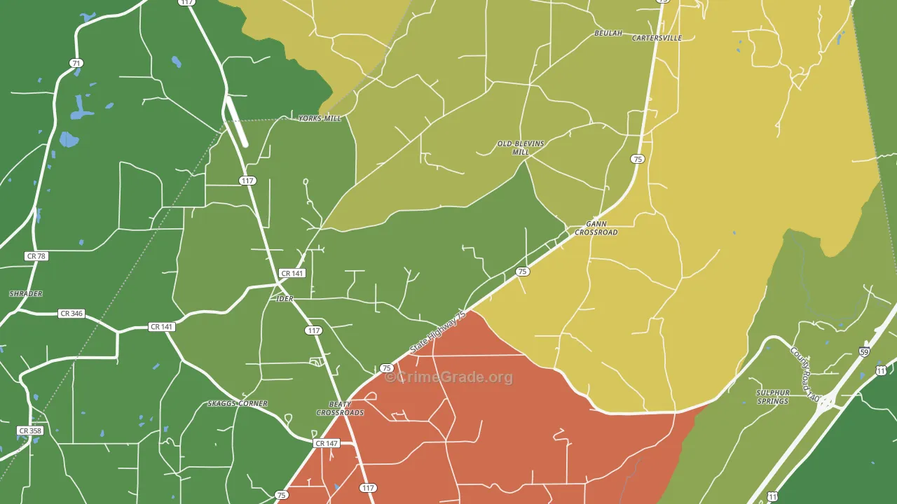 Ider, AL Map of Vehicle Theft Rates