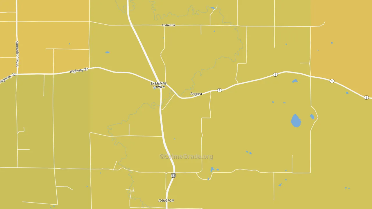 Idington, MN Map of Vehicle Theft Rates
