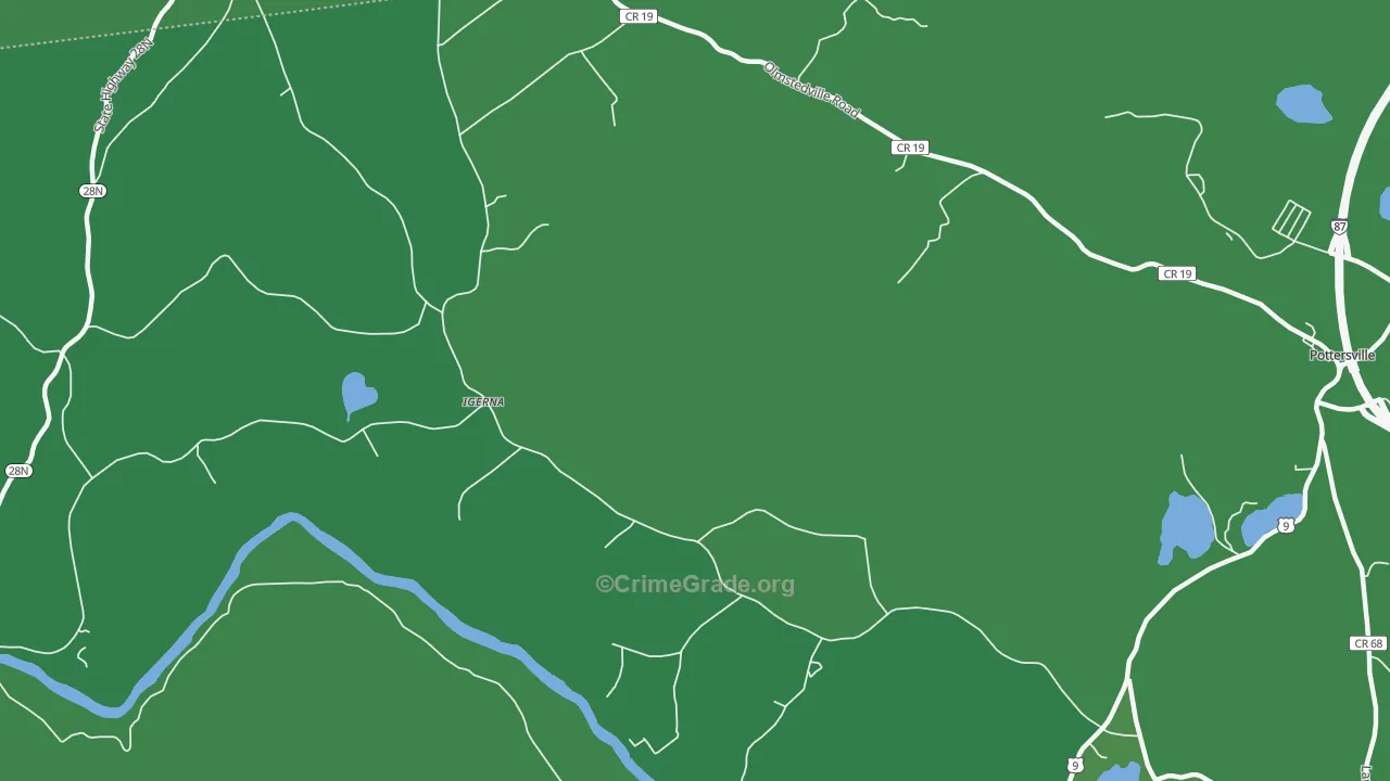 Igerna, NY Map of Vehicle Theft Rates