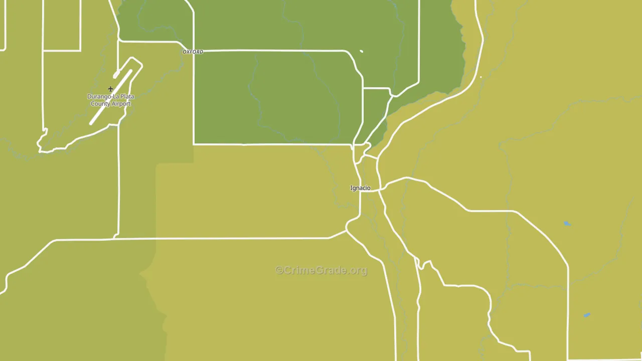 Ignacio, CO Map of Vehicle Theft Rates
