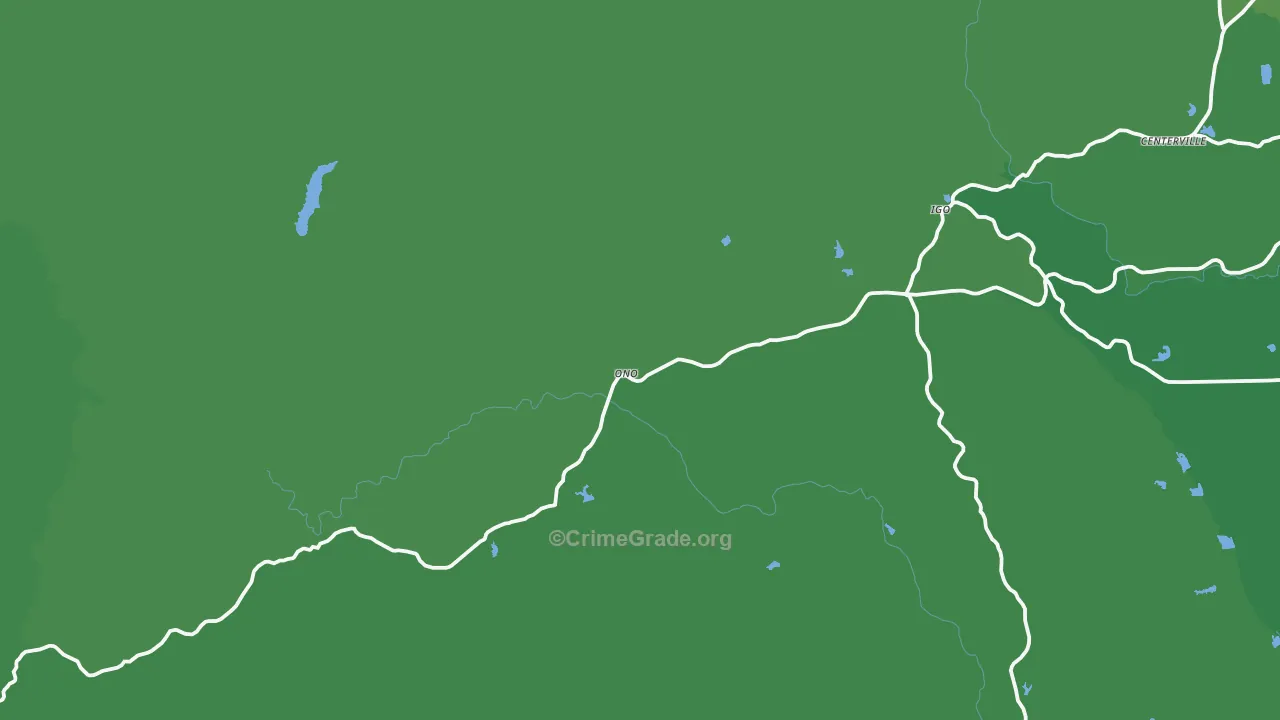 Igo, CA Map of Vehicle Theft Rates