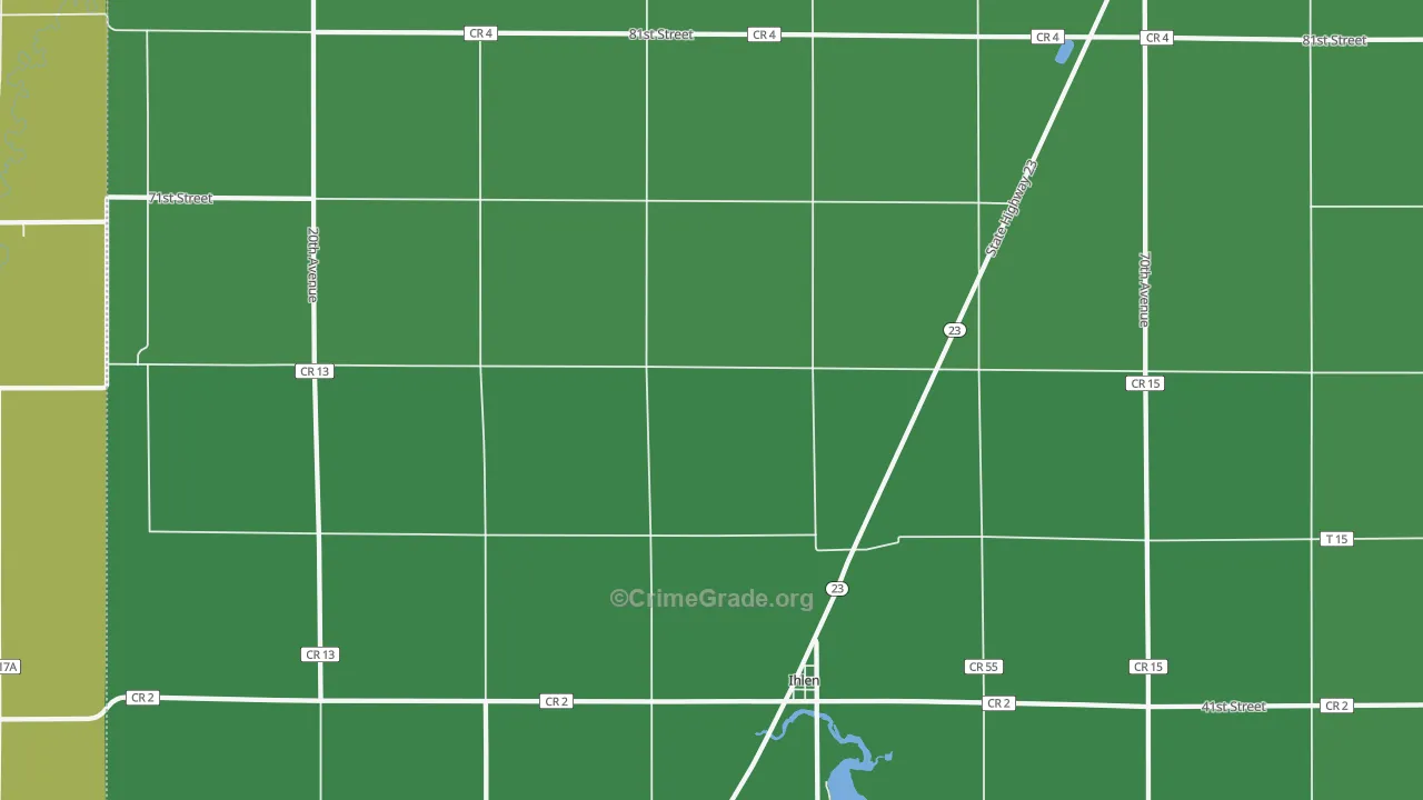 Ihlen, MN Map of Vehicle Theft Rates