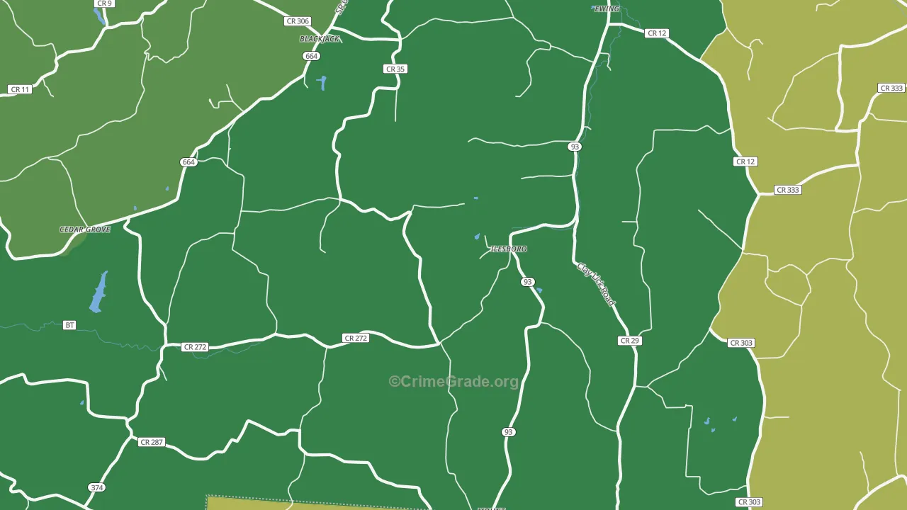 Ilesboro, OH Map of Vehicle Theft Rates