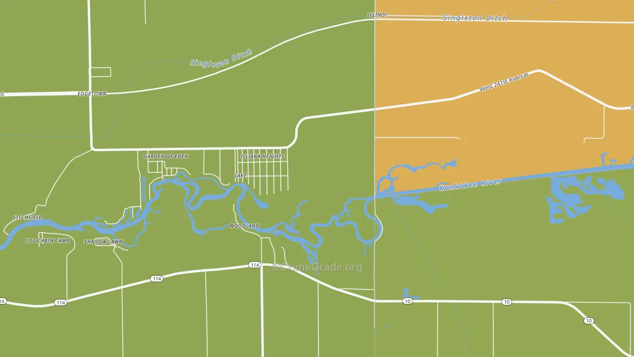 Illiana Heights, IL Map of Vehicle Theft Rates
