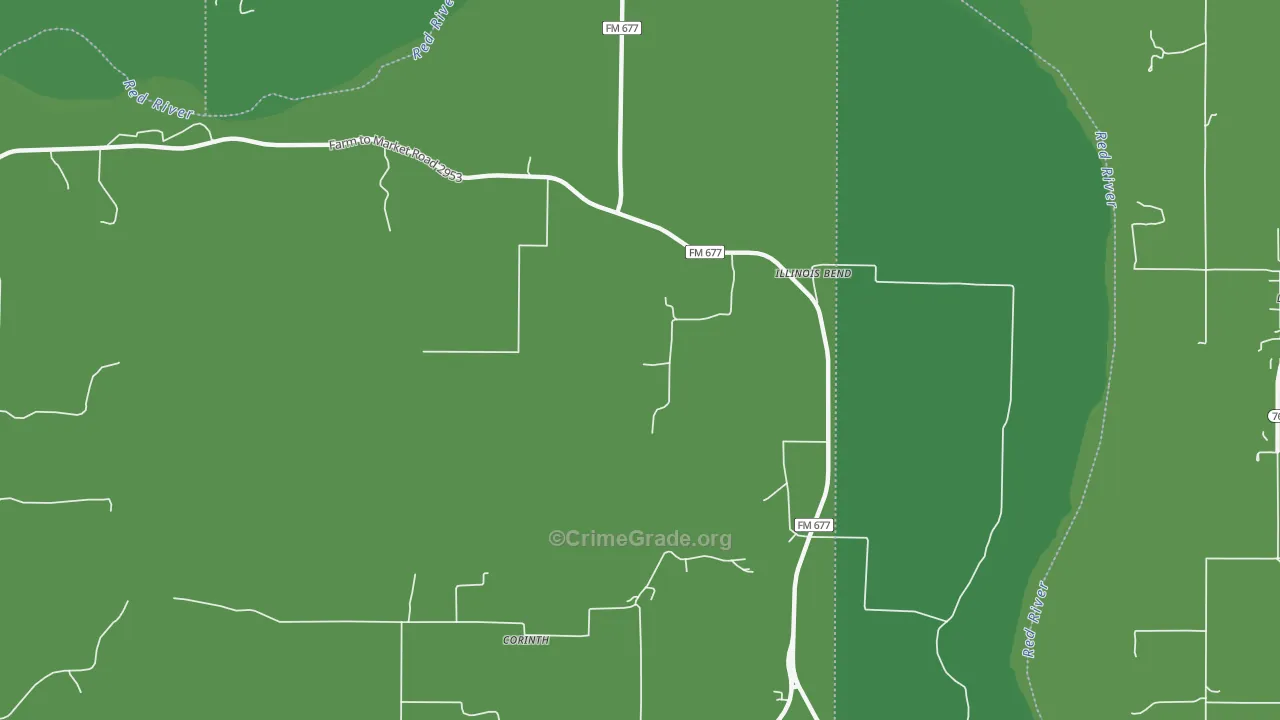Illinois Bend, TX Map of Vehicle Theft Rates