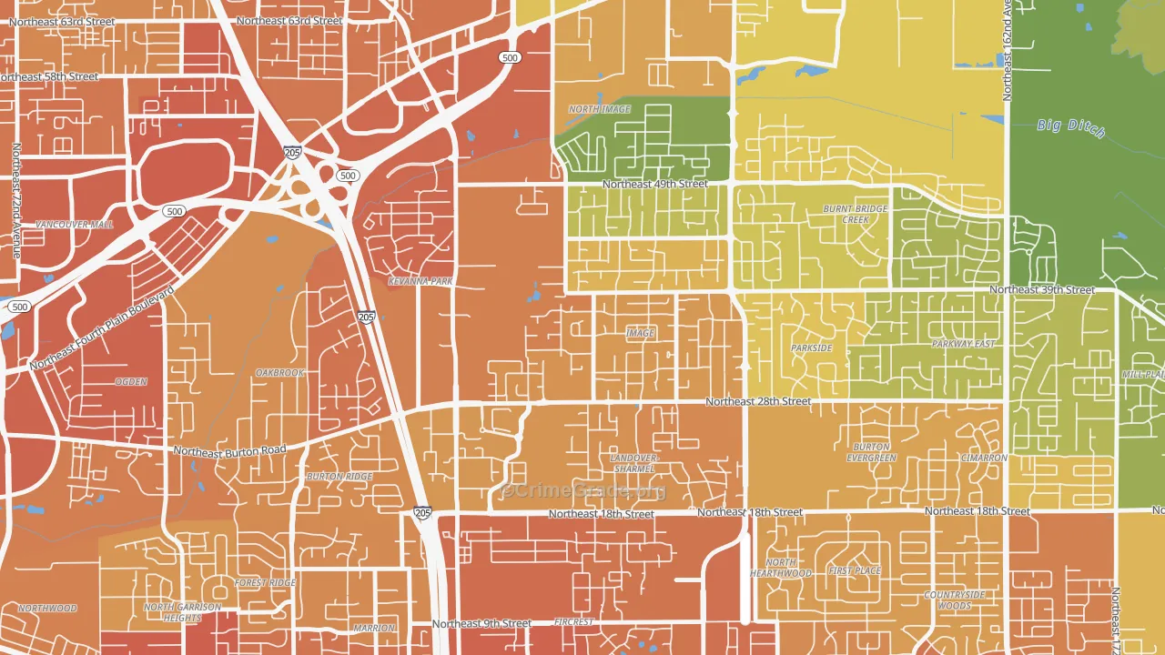 Image, Vancouver, WA Map of Vehicle Theft Rates