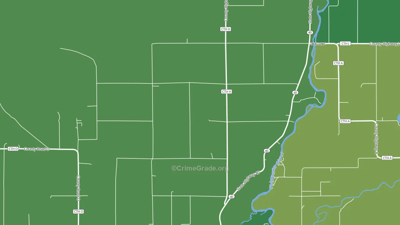 Imalone, WI Map of Vehicle Theft Rates