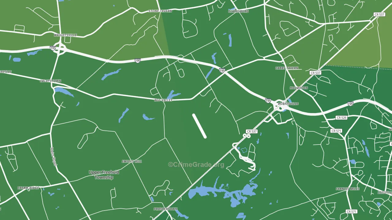 Imlaystown, NJ Map of Vehicle Theft Rates