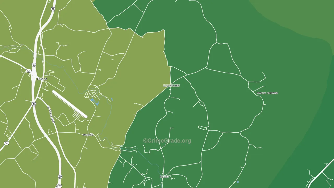 Imlertown, PA Map of Vehicle Theft Rates