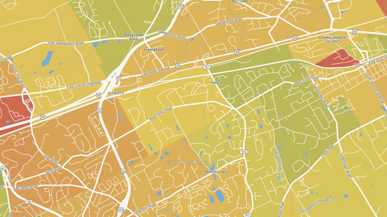 Immaculata, PA Map of Vehicle Theft Rates