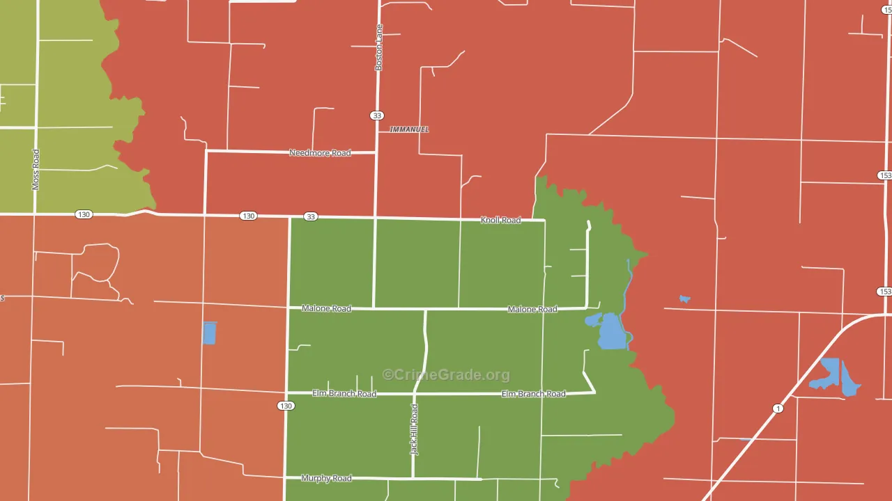 Immanuel, AR Map of Vehicle Theft Rates