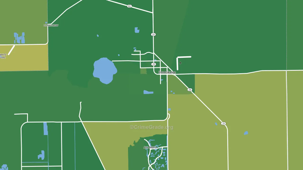 Immokalee, FL Map of Vehicle Theft Rates