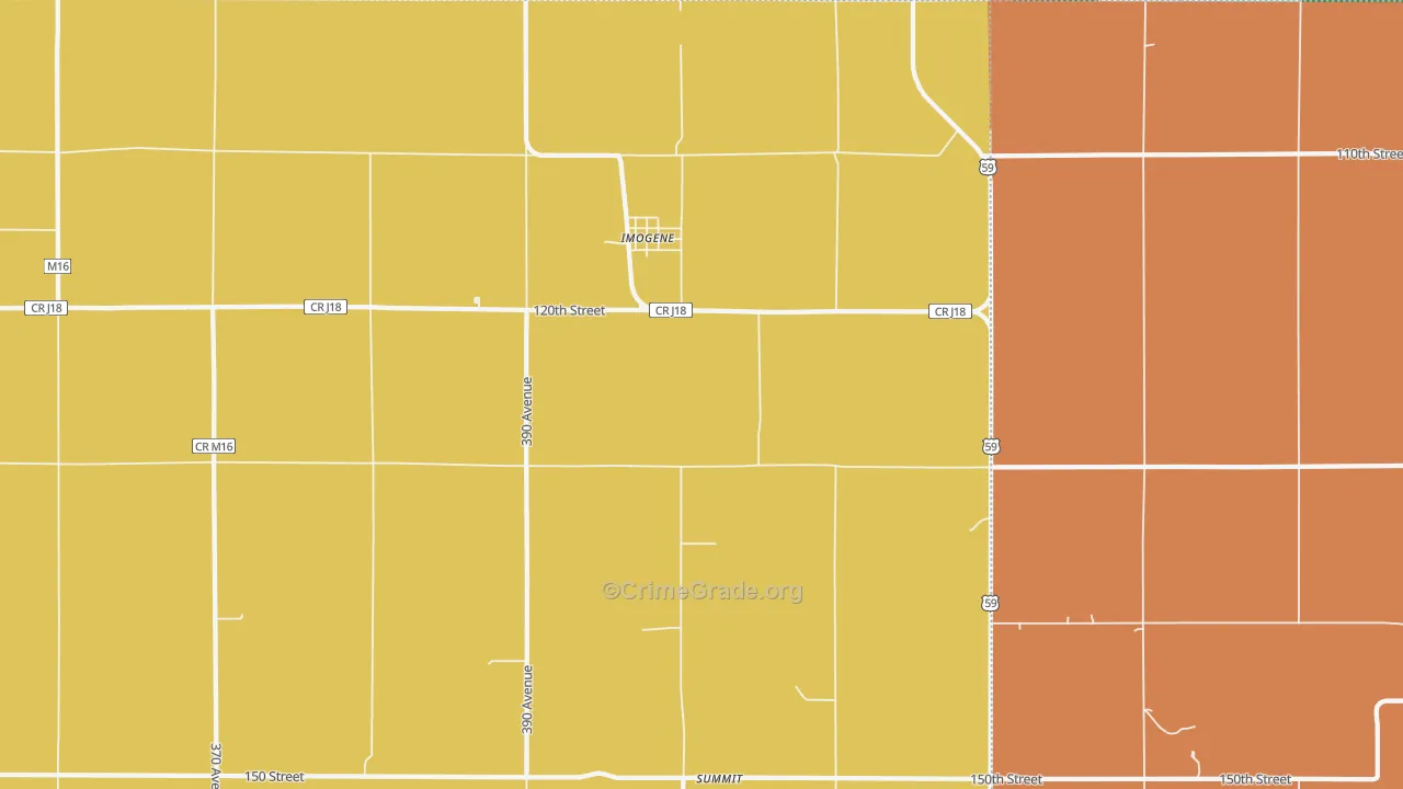 Imogene, IA Map of Vehicle Theft Rates