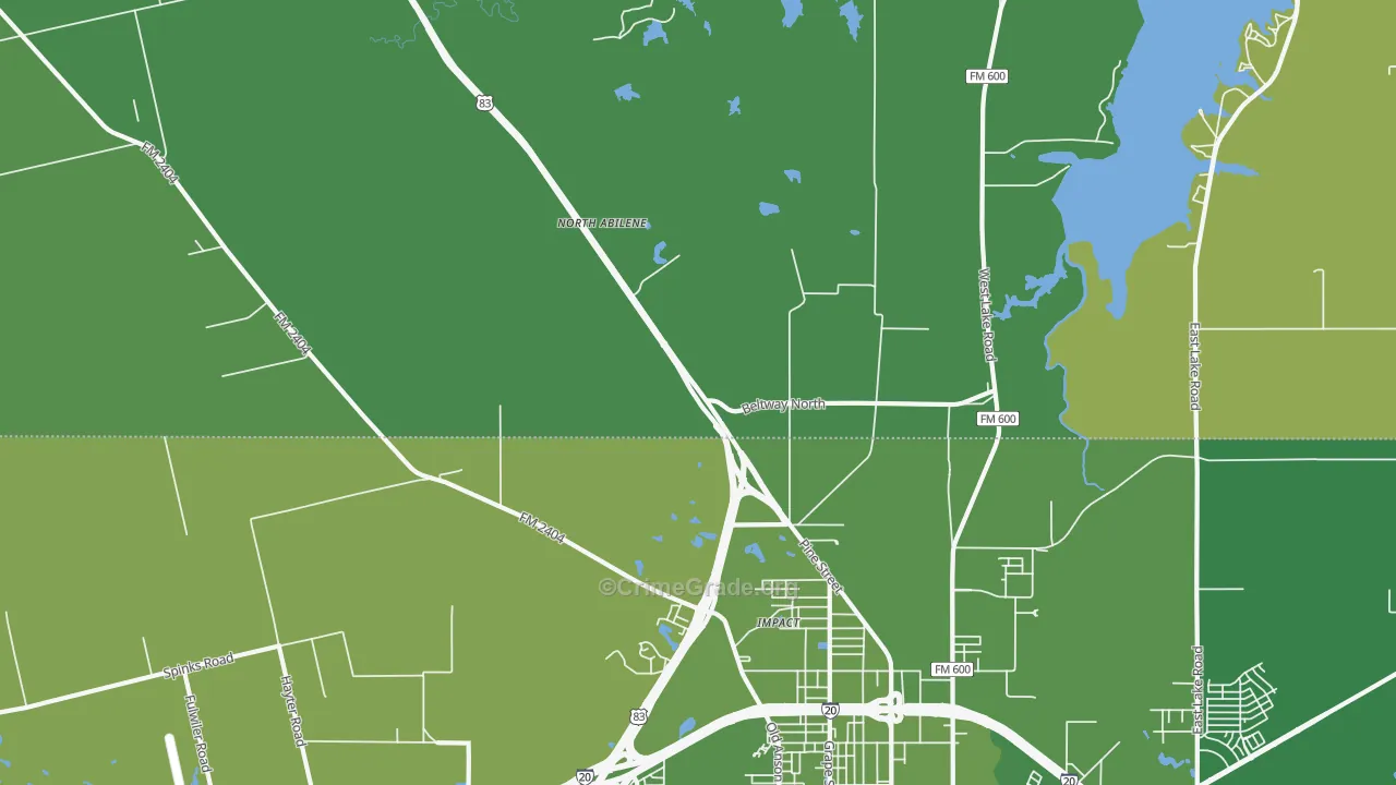 Impact, TX Map of Vehicle Theft Rates
