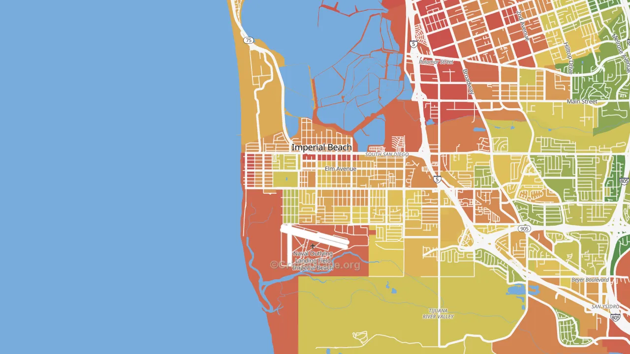 Imperial Beach, CA Map of Vehicle Theft Rates
