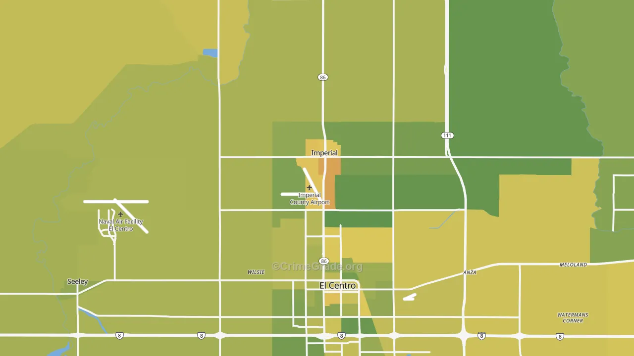 Imperial, CA Map of Vehicle Theft Rates