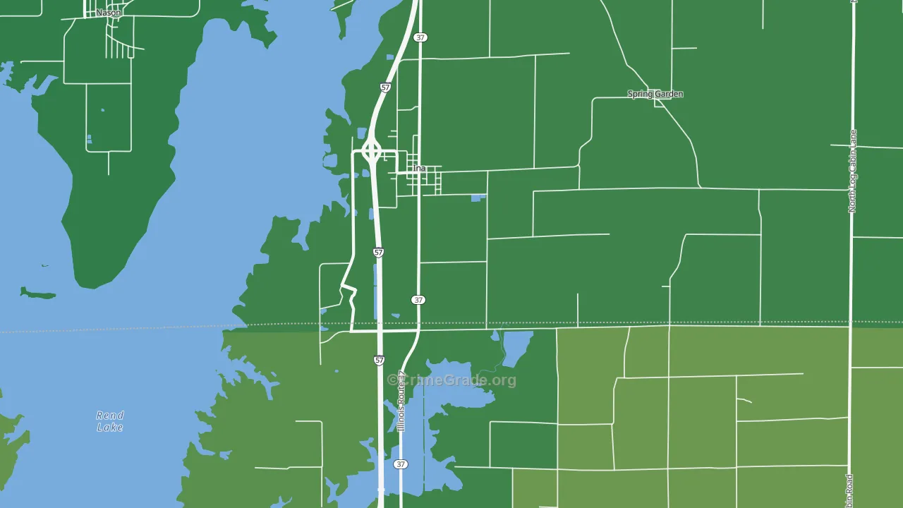 Ina, IL Map of Vehicle Theft Rates