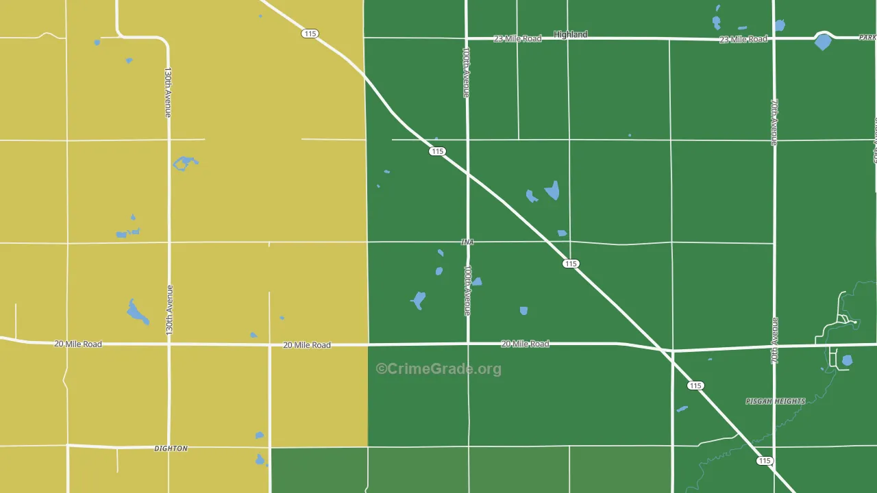 Ina, MI Map of Vehicle Theft Rates