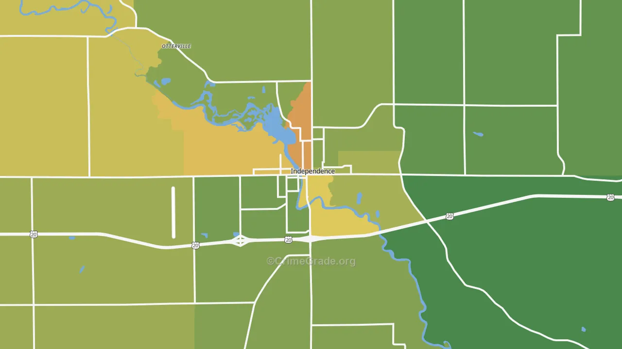 Independence, IA Map of Vehicle Theft Rates