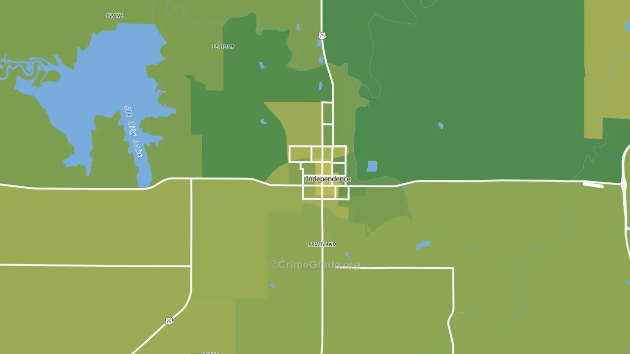 Independence, KS Map of Vehicle Theft Rates