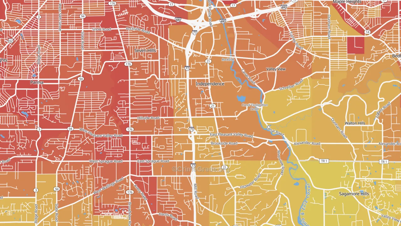 Independence, OH Map of Vehicle Theft Rates