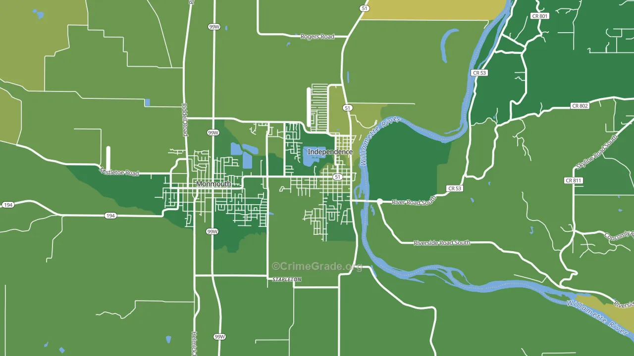Independence, OR Map of Vehicle Theft Rates