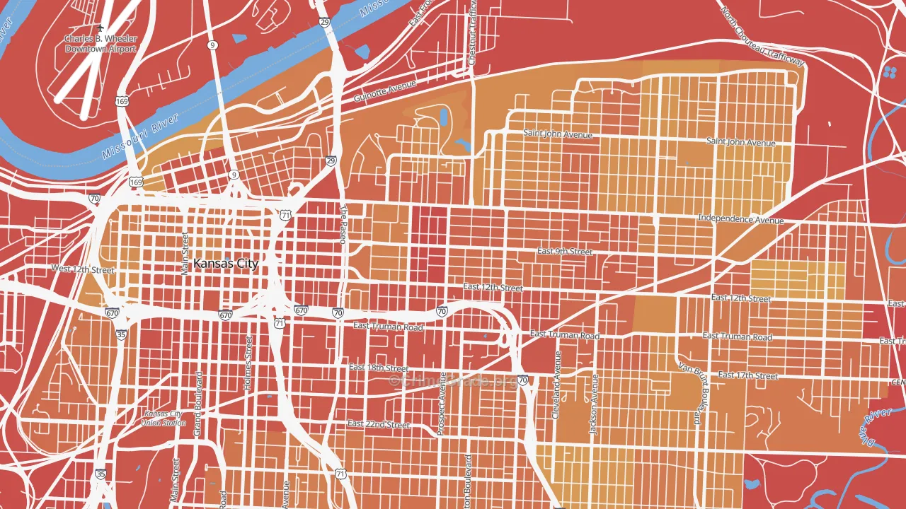 Independence Plaza, Kansas City, MO Map of Vehicle Theft Rates