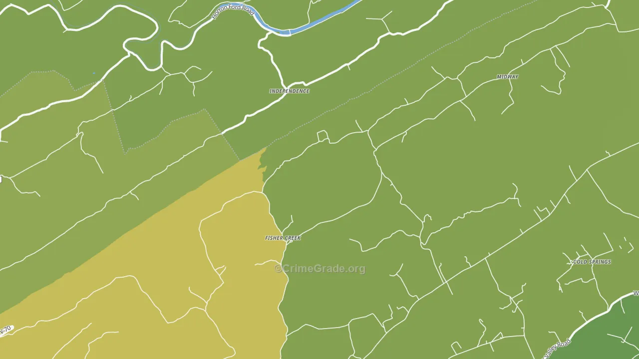 Independence, TN Map of Vehicle Theft Rates